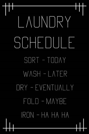 Framed Laundry Schedule  - Black Geometric Print