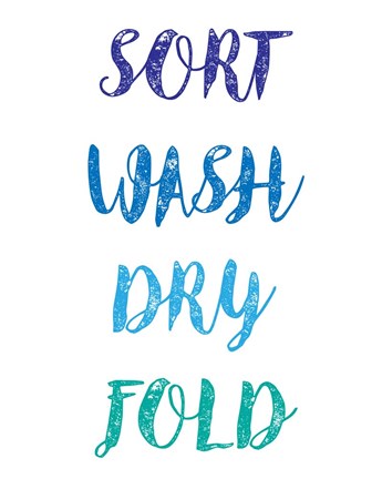 Framed Sort Wash Dry Fold  - White and Blue Print