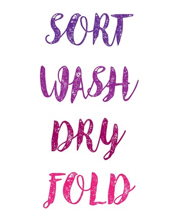 Framed Sort Wash Dry Fold  - White and Purple Print
