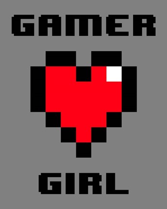 Framed Gamer Girl  - Gray Print