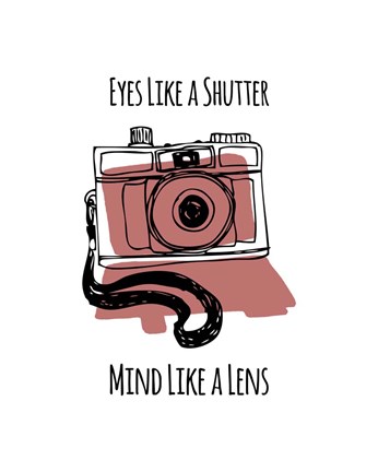 Framed Eyes Like A Shutter Mind Like A Lens Camera Doodle Red Print
