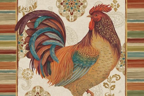 Framed Rooster Rainbow IVA Print