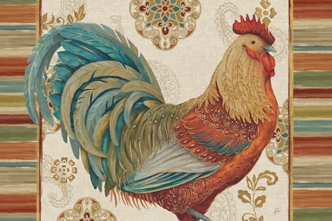 Framed Rooster Rainbow IIIA Print