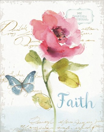 Framed Rainbow Seeds Floral VI Faith Print