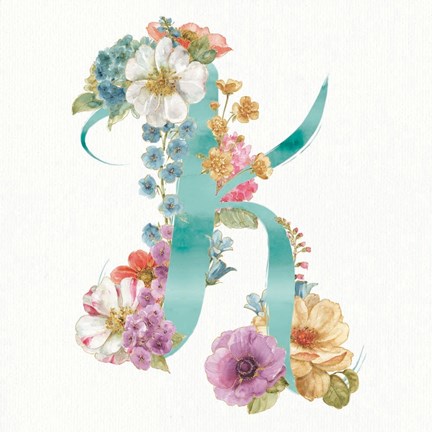 Framed Rainbow Seeds Monogram K Print