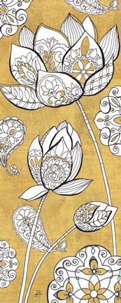 Framed Color my World Lotus II Gold Print