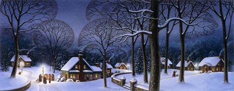 Framed Winter Scene Carollers Print