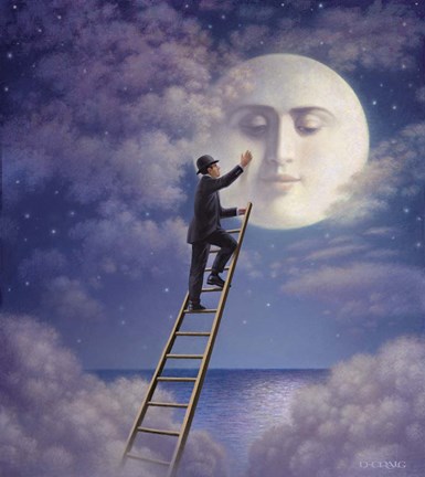 Framed Man With Moon Print