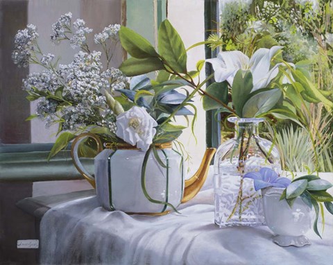 Framed La Teiera e la Rosa Print