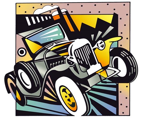 Framed Old Auto Print