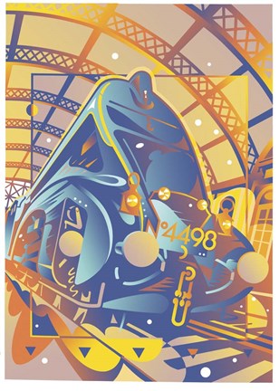 Framed Train In Station Print