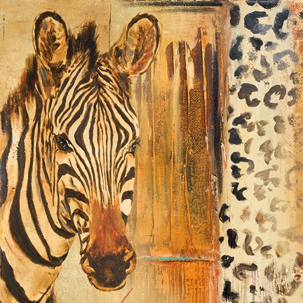 Framed New Safari on Gold Square I Print