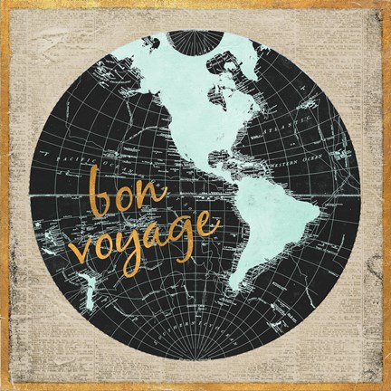Framed Bon Voyage World I Print