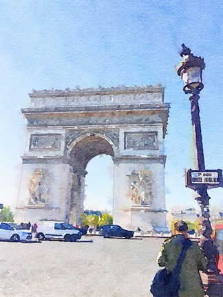 Framed Watercolor Streets of Paris I Print