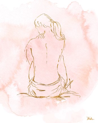 Framed Nude on Pink II Print