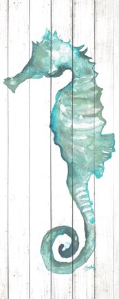 Framed Print of Seahorse on Wood Plank Print