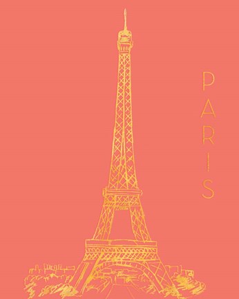 Framed Paris on Coral Print