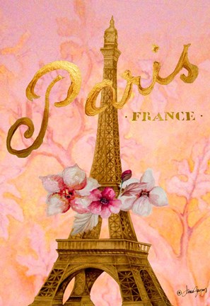 Framed Gold Paris Eiffel Panel Print