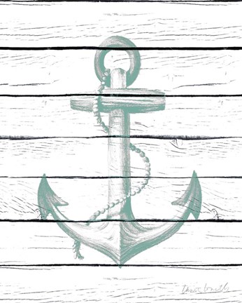 Framed Anchor on Wood Print