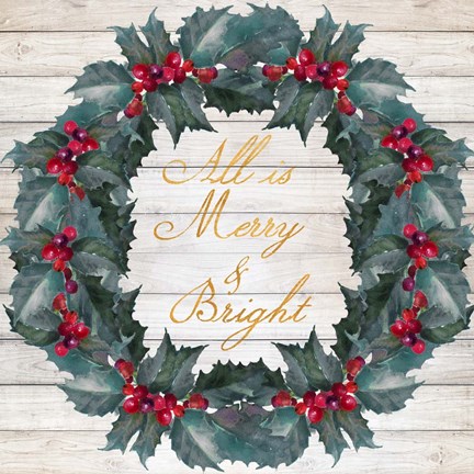 Framed All Is Merry &amp; Bright Print