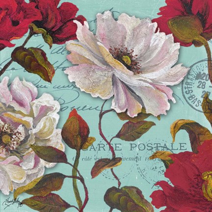 Framed Paris Aqua Flowers II Print