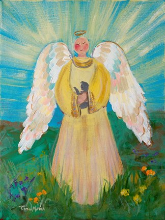 Framed Purrfectly Heavenly Angel Print