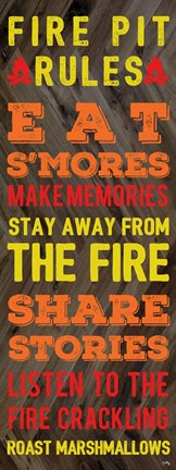 Framed Fire Pit Rules Print
