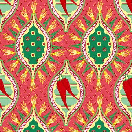 Framed Chili Fiesta Pattern IV Print