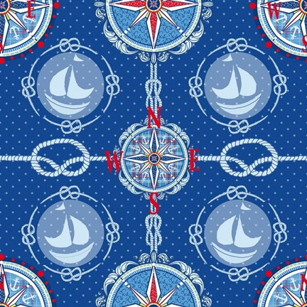 Framed Nautical Navigation Pattern IV Print