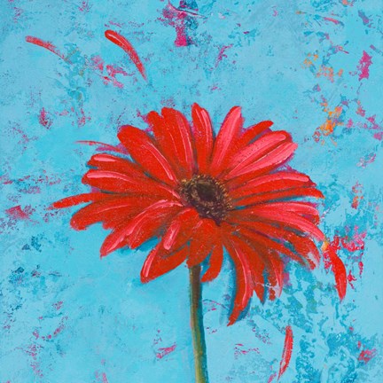 Framed Blue Tiny Flower Square I Print