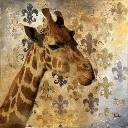 Framed Golden Safari III (Giraffe) Print