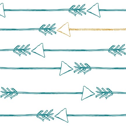 Framed Teal and Gold Arrows Print