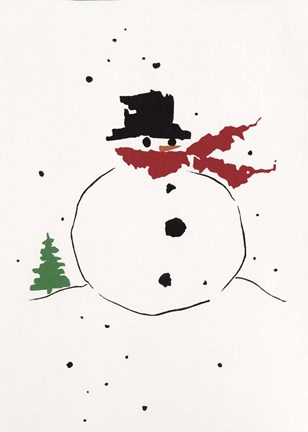 Framed Snowman with Red Scarf Print