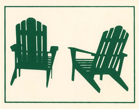 Framed Green Deck Chairs Print