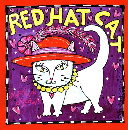 Framed Red Hat Cat Print