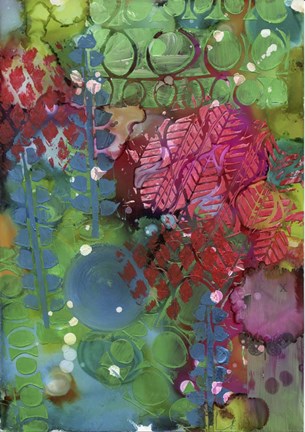 Framed Texture - Green Red Print