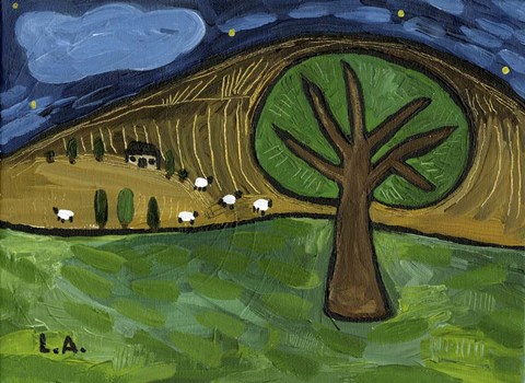 Framed Sheep in the Meadows Print