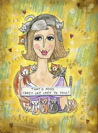 Framed Crazy Cat Lady Print
