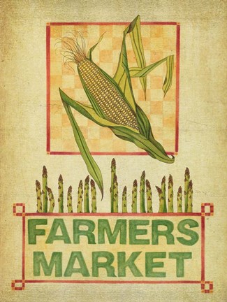 Framed Summer Farmers Market Vintage Print