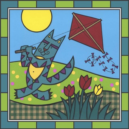 Framed Max Cat Kite 1 Print