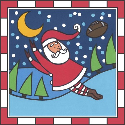Framed Santa Football 1 Print