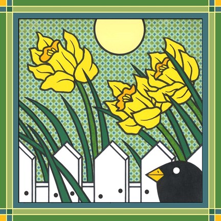 Framed Daffodils 2 With Kernal The Crow Print