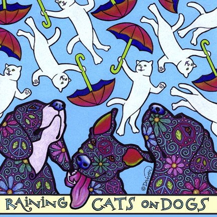 Framed Raining Cats on Dogs Print