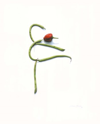 Framed String Bean Chili Pepper Arabesque Print