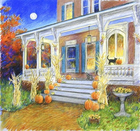 Framed Halloween Porch Print