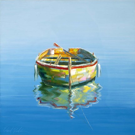 Framed 1 Boat Blue Print