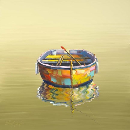 Framed 1 Boat Yellow Print