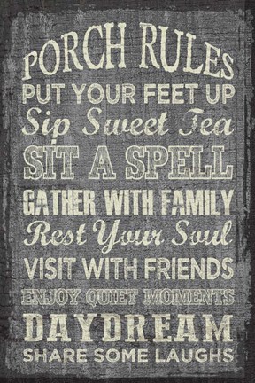 Framed Porch Rules Print