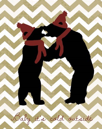 Framed Bear - Baby It&#39;s Cold Outside Print