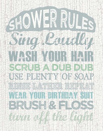 Framed Shower Rules Print